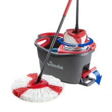 Vileda Turbo Microfibre Mop and Bucket Set, Spin Mop for Cleaning Floors, Set of 1x Mop and 1x Bucket, Eco Packaging