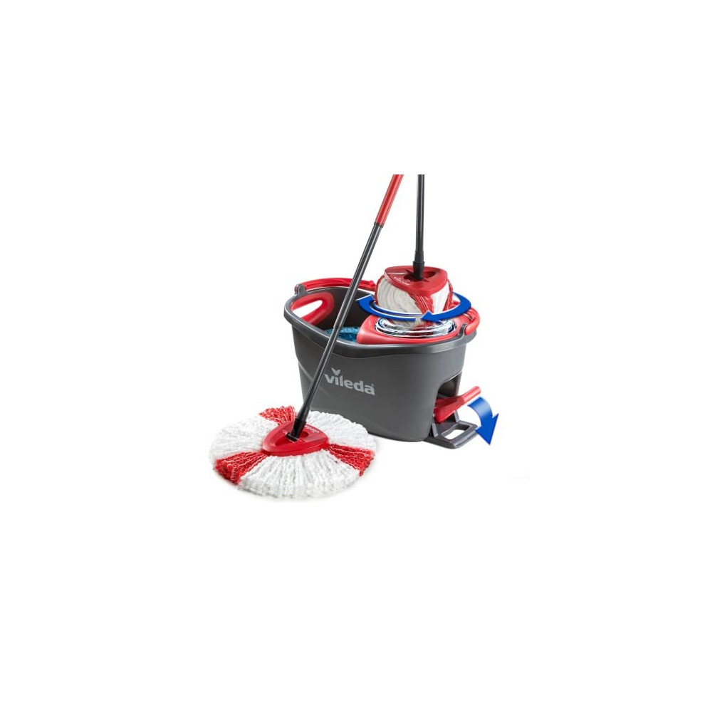 Vileda Turbo Microfibre Mop and Bucket Set, Spin Mop for Cleaning Floors, Set of 1x Mop and 1x Bucket, Eco Packaging