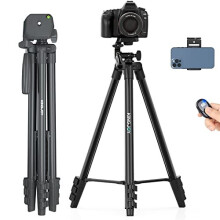 KINGJOY 60'' Camera Phone Tripod Compatible with Canon Nikon DSLR with Universal Tablet Phone Holder Remote Shutter and Carry Bag Max Load 6.6LB