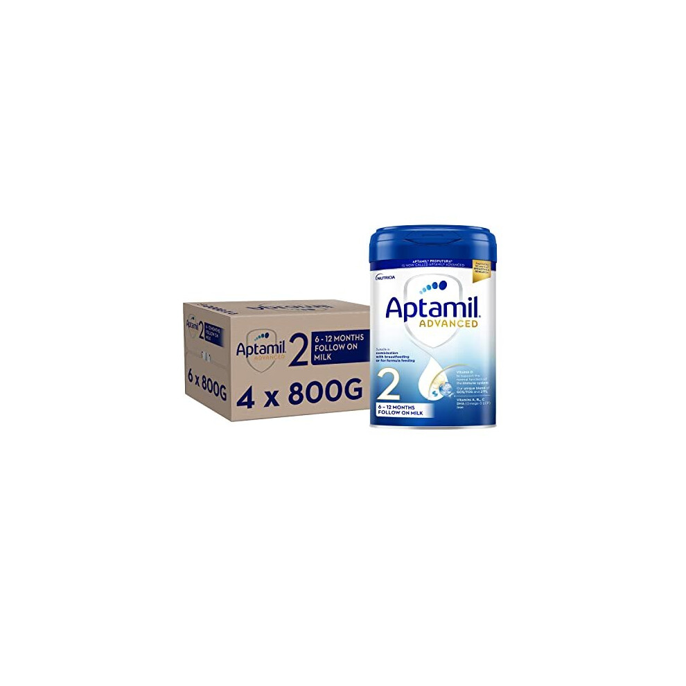 Aptamil Advanced 2 Follow On Baby Milk Powder Formula, 6-12 Months, 800G (Pack Of 4)