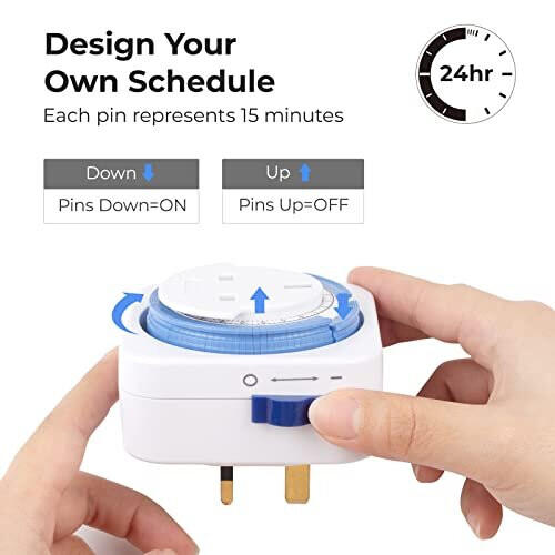 HBN Mechanical Timer Plug Socket, 24 Hour Programmable Energy Saving Compact UK Plug-in Indoor Timer Socket for Lights, Lamp and Home Appliances 2