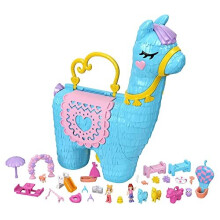 Polly Pocket Pajama Party Llama Party Large Compact, 25+ Surprises (includes 2 Micro Dolls), Outdoor Glamping/Sleepover Theme, Pop & Swap Feature,