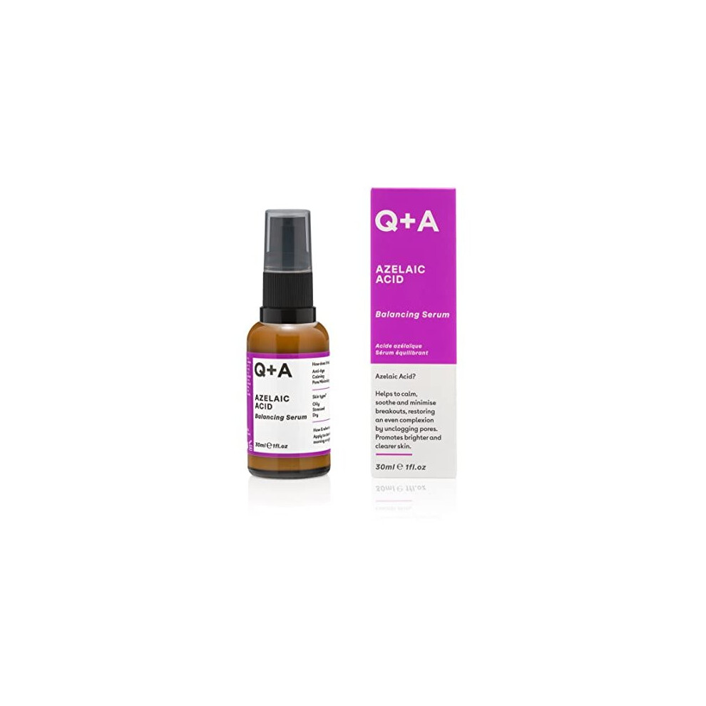 Q+A Azelaic Acid Balancing Serum, Containing Pore Minimising Zinc PCA and Antioxidants for Fresher and Smoother Skin, 30ml