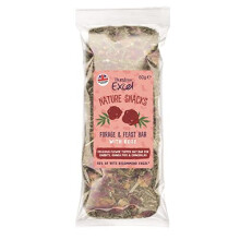 Excel Burgess Forage and Feast Hay Bar with Rose for rabbits, guinea pigs, and chinchillas, 60g