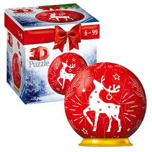 Ravensburger Red Reindeer Festive Christmas Tree Bauble Decoration 3D Jigsaw Puzzle Ball for Kids Age 6 Years Up - 54 Pieces - No Glue Required