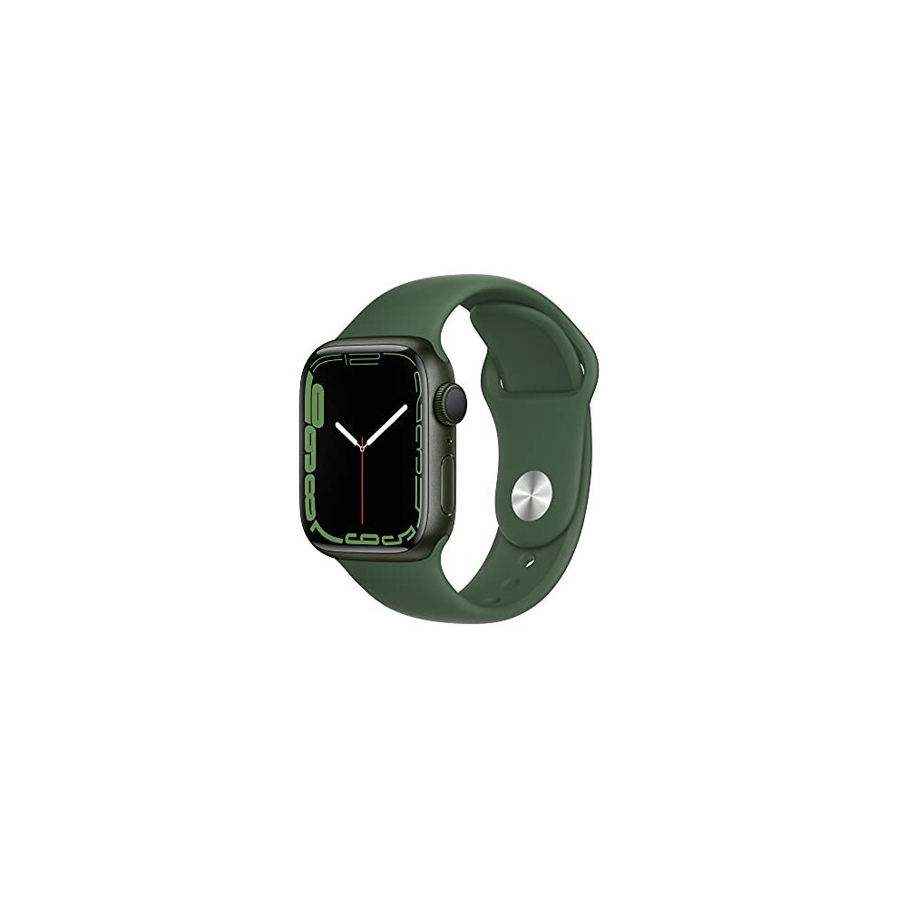 Apple Watch Series 7 (GPS, 41mm) - Green Aluminium Case with Clover Sport Band (Renewed)