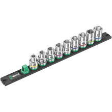 Wera 05005460001 Socket Magnetic Strip C 4 Zyklop Socket Set 1/2 Inch Drive 9-Piece, Black