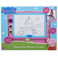 Peppa Pig 07856 Deluxe Magnetic Scribbler Drawing Board - Educational, Mess-Free, Travel-Friendly with Pen & 3 Stampers for Ages 3-5