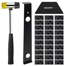 BLOSTM Laminate Floor Kit - 30 Laminate Floor Spacers, Double-Sided Rubber Mallet, Robust Tapping Block & Heavy Duty Steel Pull Bar for Laminate