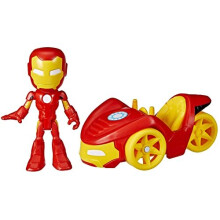 Hasbro Marvel Spidey and His Amazing Friends Iron Man Action Figure and Iron Racer Vehicle, Iron Man Toy for Children Aged 3 and Up