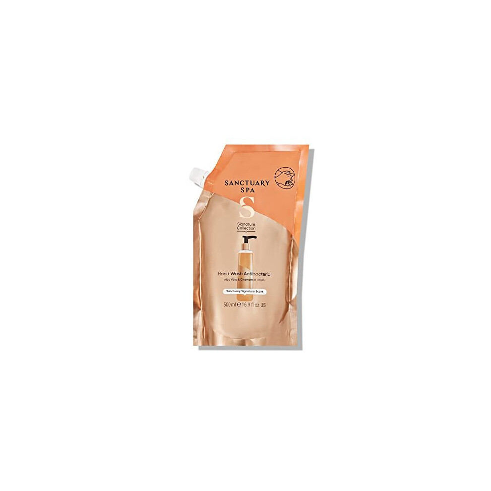 Sanctuary Spa Antibacterial Handwash Refill Pouch, No Mineral Oil, Cruelty Free & Vegan Hand Soap Refill, 500Ml, Orange