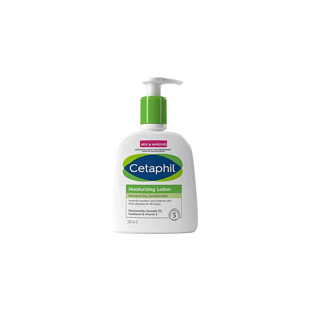 Cetaphil Moisturising Lotion, Face & Body Moisturiser, 236ml, For Normal To Dry Sensitive Skin, With Niacinamide