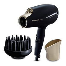 Panasonic EH-NA9J Advanced Folding Hair Dryer with Diffuser, Nanoe & Double Mineral Technology — Reduces Frizz, Damage and Split Ends, Black &