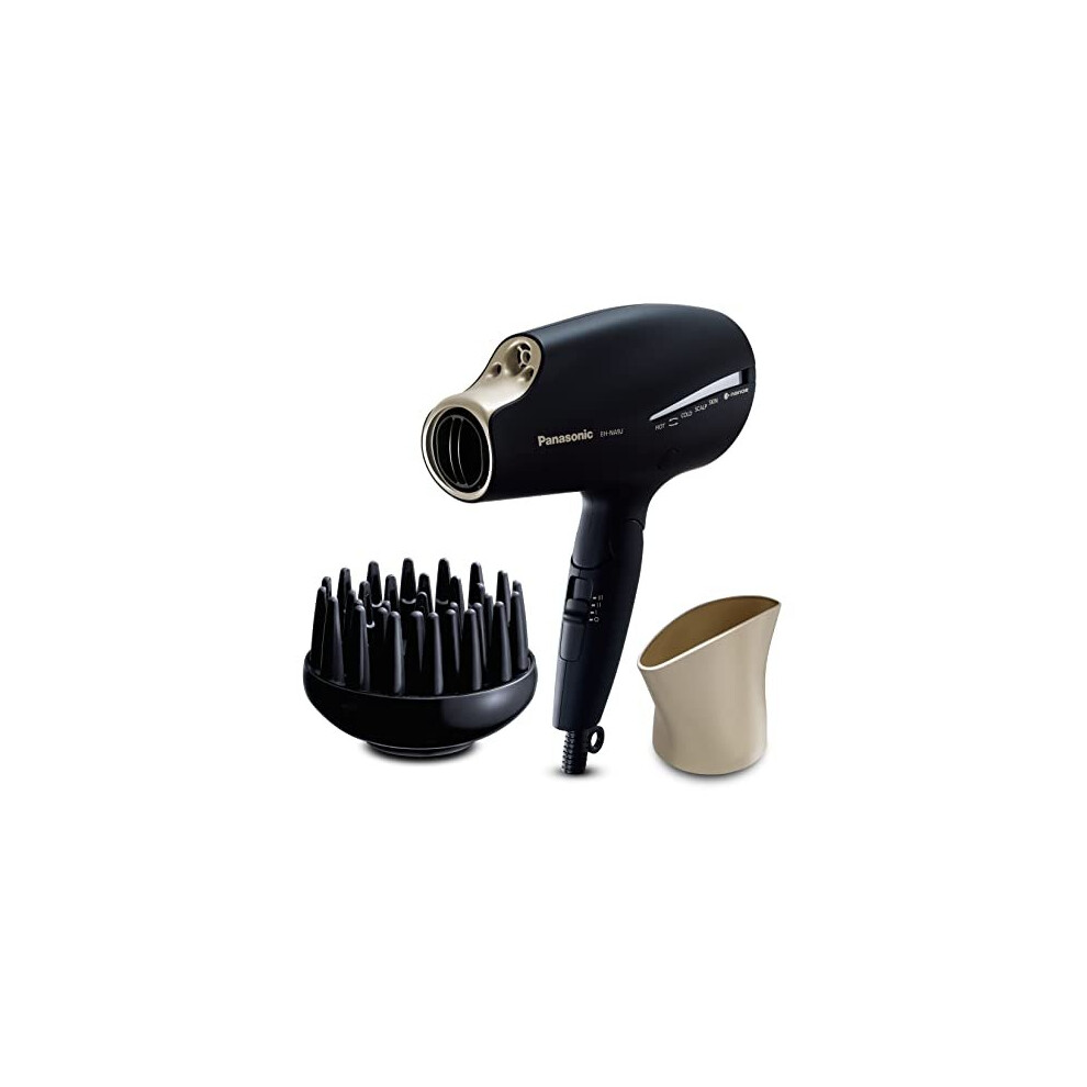 Panasonic EH-NA9J Advanced Folding Hair Dryer with Diffuser, Nanoe & Double Mineral Technology â Reduces Frizz, Damage and Split Ends, Black &