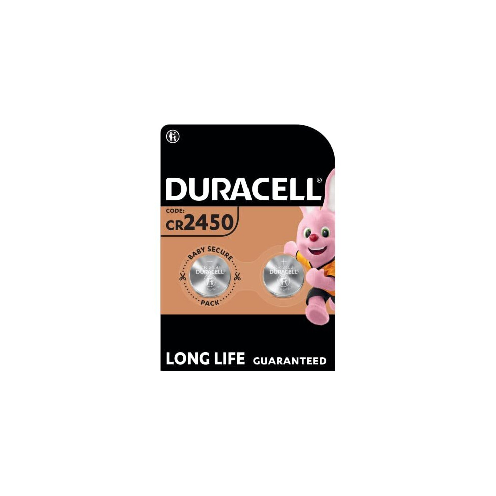 Duracell Specialty 2450 Lithium Coin Battery 3V (DL2450/CR2450), suitable for use in keyfobs, scales, wearables and medical devices, pack of 2