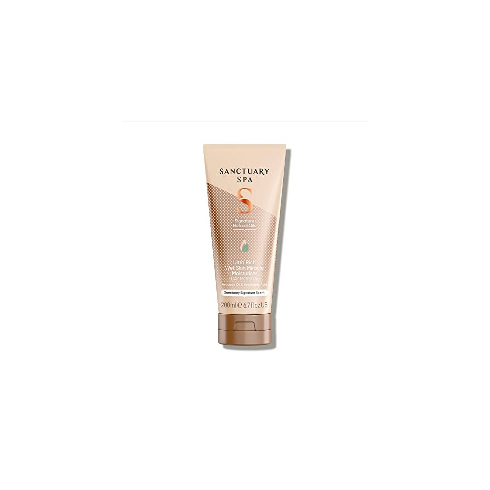 Sanctuary Spa Ultra Rich Wet Skin Miracle Moisturiser, No Mineral Oil, Cruelty Free and Vegan In Shower Moisturiser, 200ml, Orange