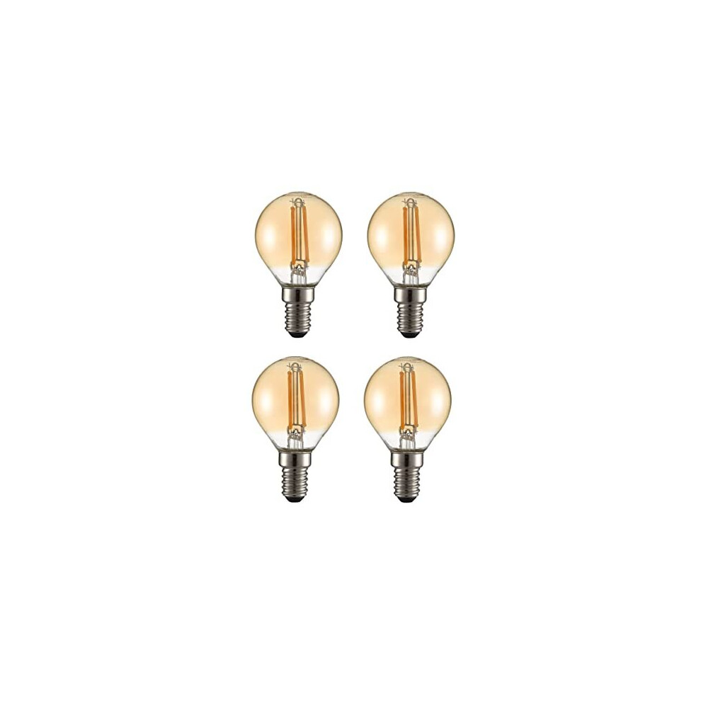 Tekled P45 Filament Vintage Led Bulbs | E14 Small Edison Screw | Energy Saving 2W Bulb 22W Equivalent | Nondimmable 2400K 220Lm | 4-Pack Light/Amber