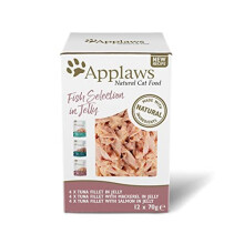 Applaws Natural Wet Cat Food, Fish Selection in Jelly 70g Pouch Multipack for Adult Cats - Pack of 12 x 70g Pouches