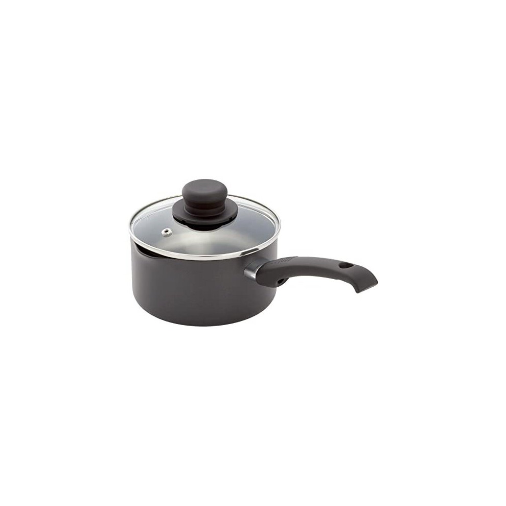 Judge Just Cook JJC16 Teflon Non-Stick 16cm 1.2L Saucepan with Glass Lid, Induction Ready - 5 Year Guarantee