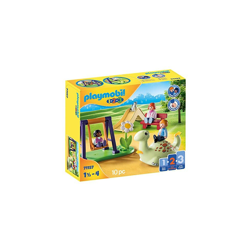 Playmobil 1.2.3 71157 Playground, Developmental Early Learning Toys for Toddlers, With Swings and Slide, Toy for Children from 18 Months to 4 Years