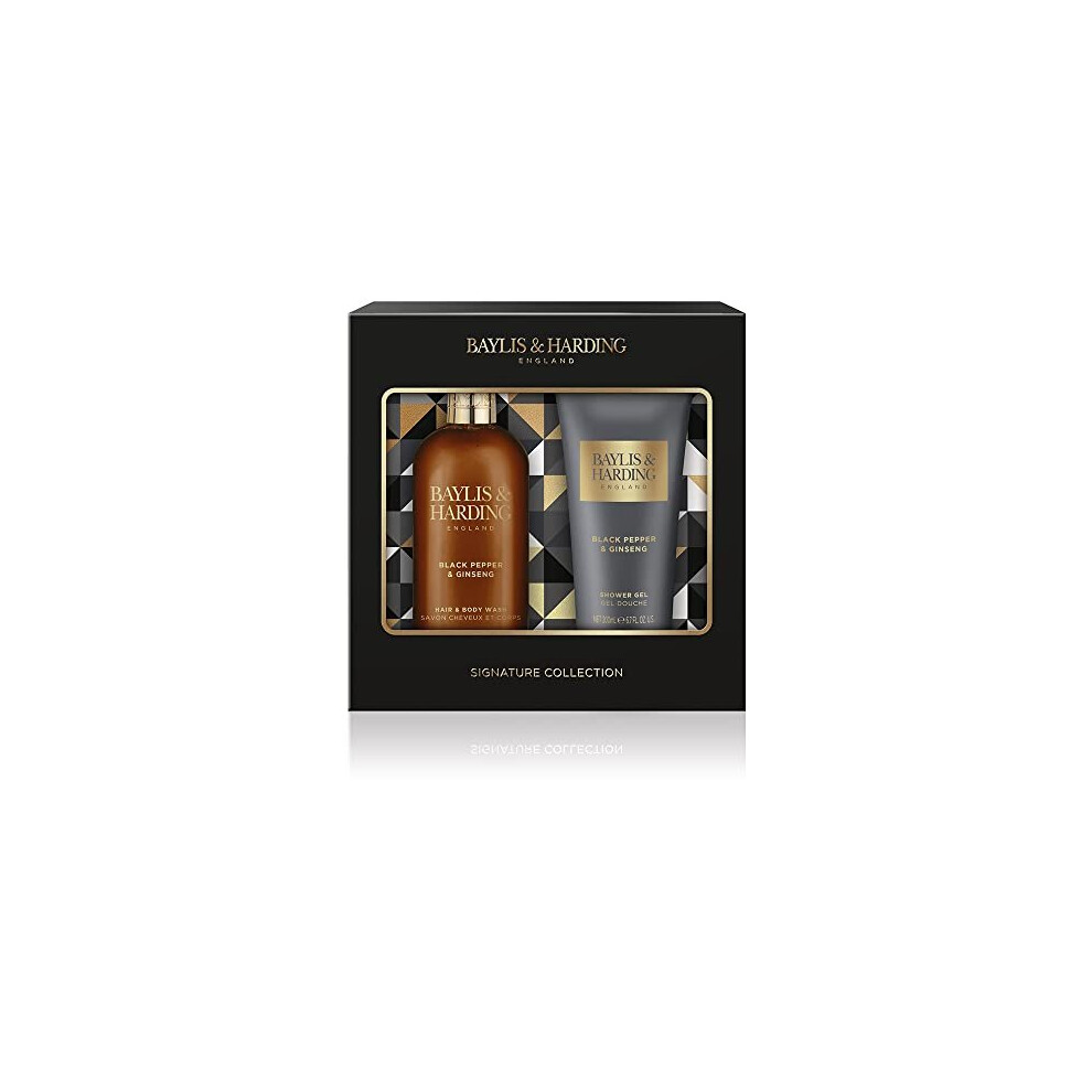 Baylis & Harding Signature Men's Black Pepper & Ginseng Luxury Bathing Duo Gift Set - Vegan Friendly