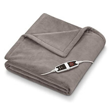 Beurer HD150 XXL Electric Throw - Taupe | Breathable Heated Throw for Sofa and Bed | Heating Blanket with Ultra-Soft Fleece Fibres | Automatic