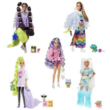 Barbie Extra 5-Doll Pack with Exclusive Barbie Extra Doll, 70 Fashion Pieces & Accessories, 5 Pets, Extra-Long Hair & Flexible Joints, 3 Years &