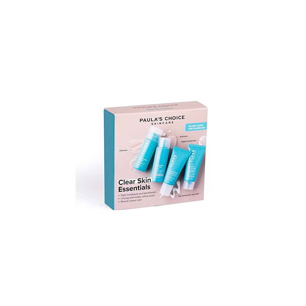 Paula's-Choice Paula's Choice Clear Skin Essentials Trial Kit - 3-Step Skincare Routine - Cleanse, Exfoliate & Hydrate - Fights Blackheads & Enlarged Pores - All