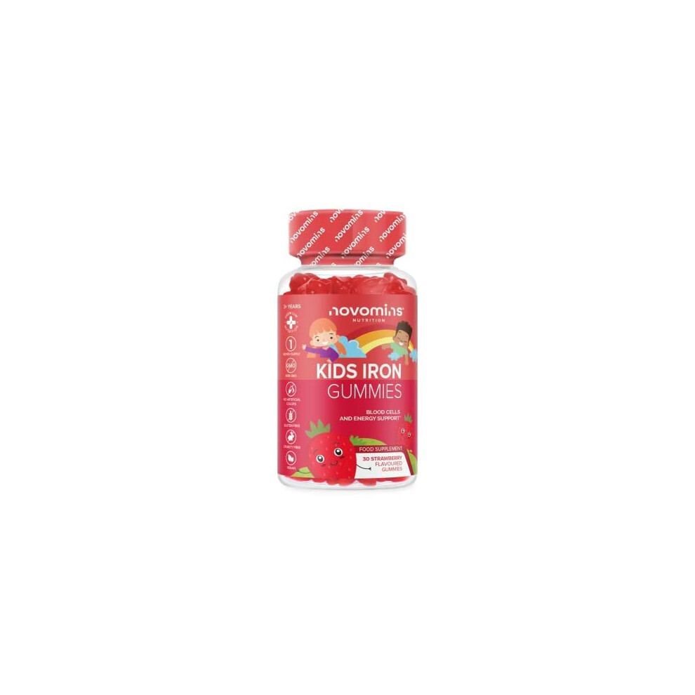 Novomins Kids Iron Gummies Â Iron Supplement For Kids Â Energy & Immune System Â Vegan - 1 Month Supply - Kids Vitamins Â 30 Chewable Kids Vitamins Â