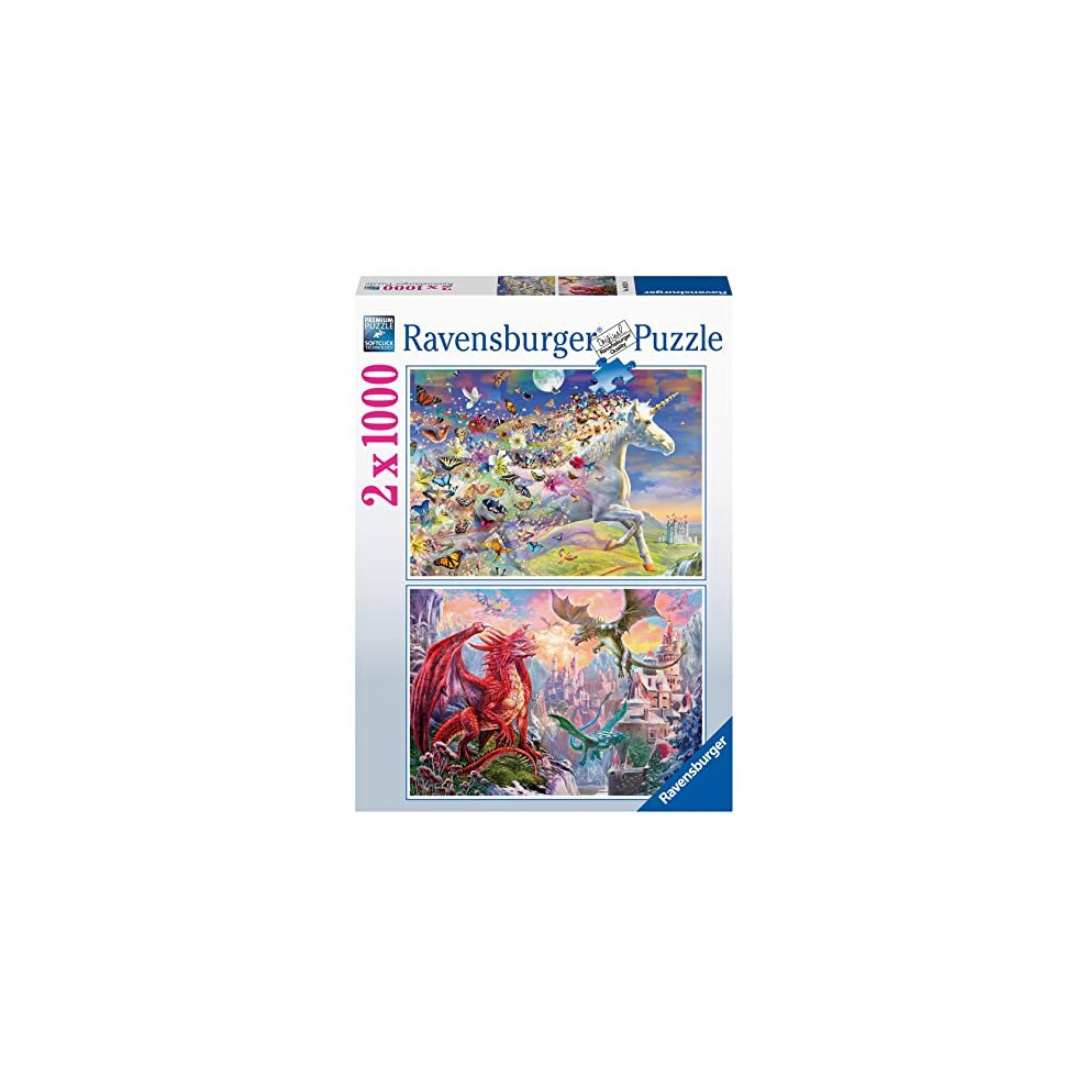 Ravensburger Mythical Unicorns & Dragons 2x 1000 Piece Jigsaw Puzzles for Adults and Kids Age 14 Years Up [Amazon Exclusive]