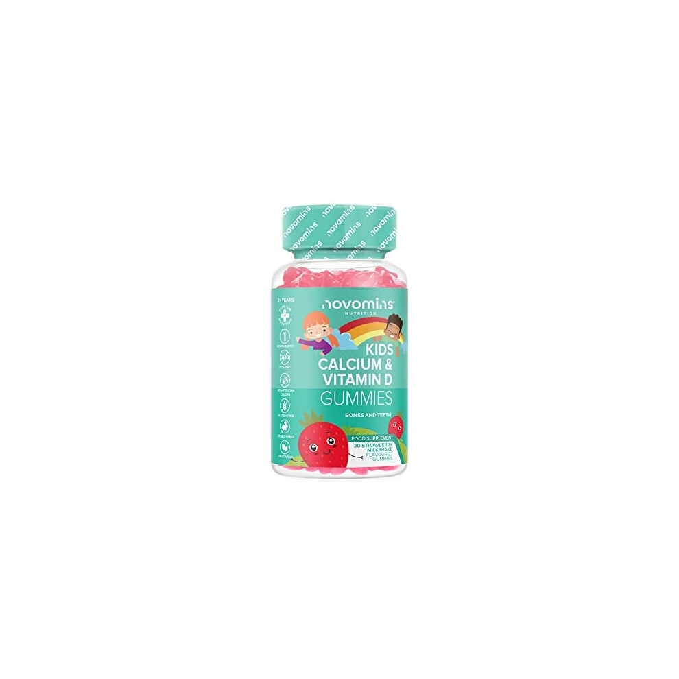 Novomins Calcium Gummies For Kids - Healthy Bones & Teeth - Vegetarian - 1 Month Supply Â Chewable Childrens Calcium Supplement Â 30 Chewable Kids Vitamins