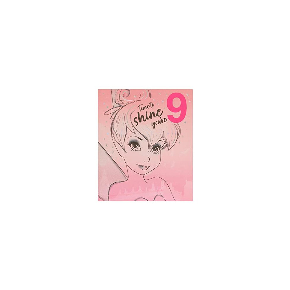 UK Greetings 9th Birthday Card for Girl - Disney Princess Birthday Card - Tinker Bell Birthday Card - Age 9 Birthday Card for Girl (698274-0-1), Multi