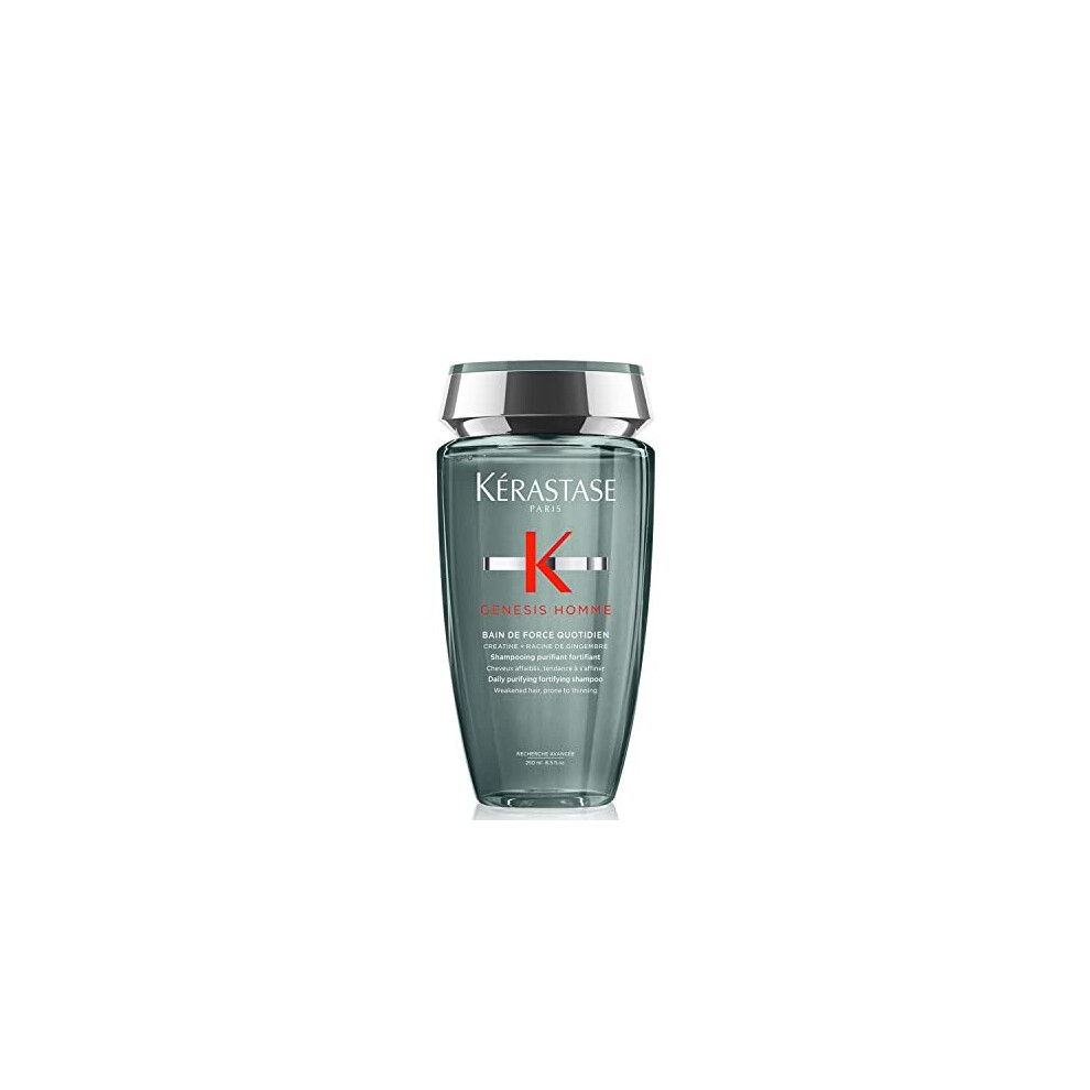 Kérastase Genesis Homme, Daily Purifying Fortifying Shampoo, Re-energising for Scalp & Facial Hair, Bain de Force Quotidien, 250 ml