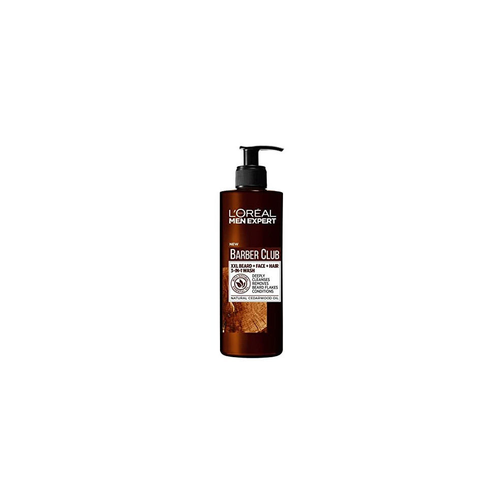 L'Oreal Men Expert, Barber Club Mens Beard, Face & Hair Wash. Enriched with Cedarwood Oil, XXL Size [400ml]