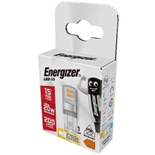 Energizer G9 LED Light Bulb. 1.9W (20w Halogen Equivalent) 220-240V. 200 Lumens. Bi-Pin Base Energy Saving. Warm White 2700k