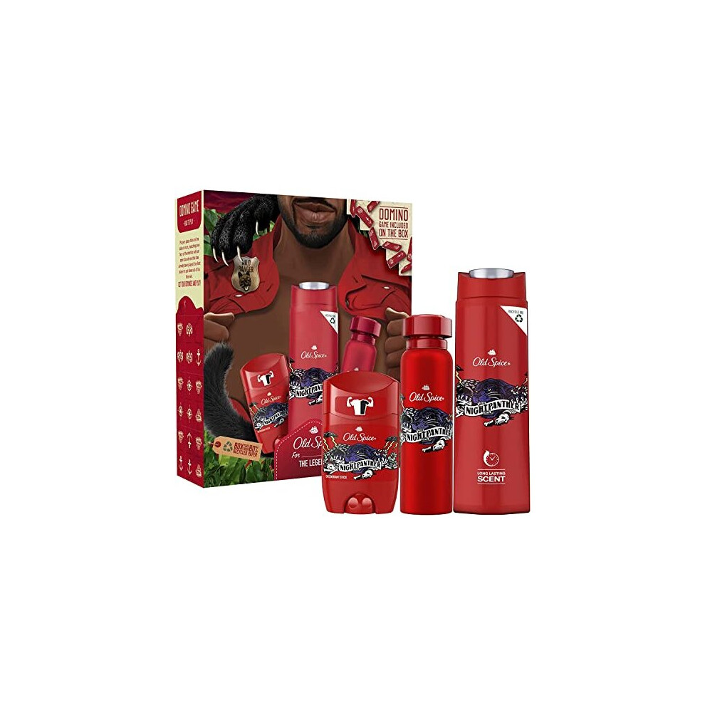 Old Spice Wild Explorer Gift Box, Stocking Fillers for Men, Night Panther Deodorant Stick 50ml, Deodorant Spray 150ml & Shower Gel 250ml, Mens Gift