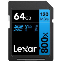 Lexar High-Performance 800x SD Card 64GB, SDXC UHS-I Memory Card BLUE Series, Class 10, U3, V30, Up to 120MB/s Read, for Point-and-shoot Cameras,