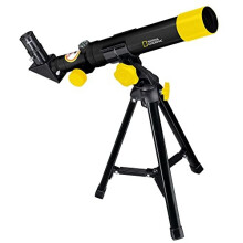 National Geographic Lens Telescope 40/400 Children's Table Telescope with AZ-Mount, 2 Eyepieces, Integrated Compass and Smartphone Holder, Black,