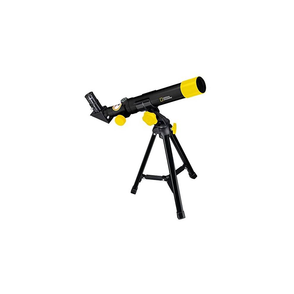 National Geographic Lens Telescope 40/400 Children's Table Telescope with AZ-Mount, 2 Eyepieces, Integrated Compass and Smartphone Holder, Black,