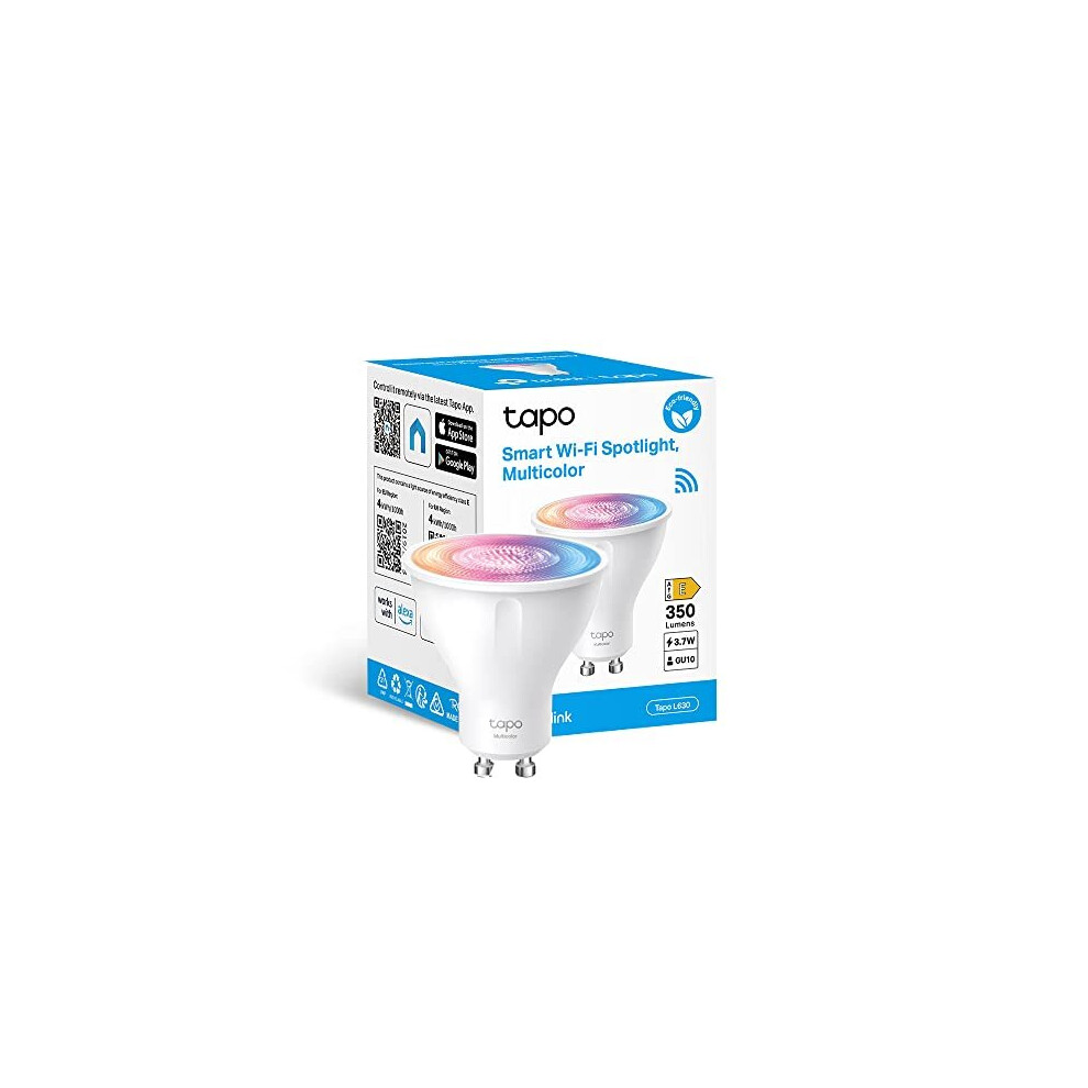 TP-Link Tapo Smart Wi-Fi Spotlight, Multicolour, Dimmable, White Tunable, GU10 Lamp Base, Remote Control, Energy Saving, Works with Alexa & Google