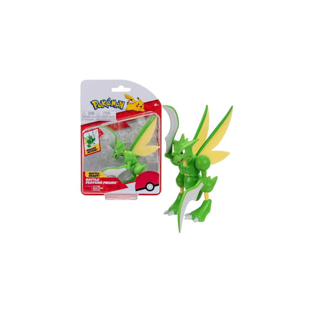 PokÃ©mon PKW0167 Pokemon Feature 4.5-Inch Scyther Battle Figure with Chop Attack Arms, Multi