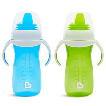 Munchkin Gentle Transition Sippy Cup with Lid for Toddlers & Babies, Leak-proof, BPA-free, 10 oz/296 ml, Blue & Green 2 Pack, 9+ Months