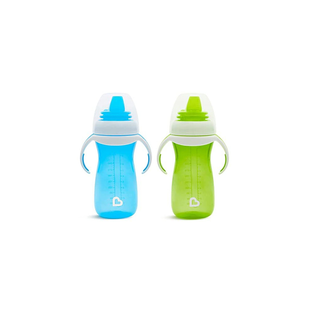 Munchkin Gentle Transition Sippy Cup with Lid for Toddlers & Babies, Leak-proof, BPA-free, 10 oz/296 ml, Blue & Green 2 Pack, 9+ Months