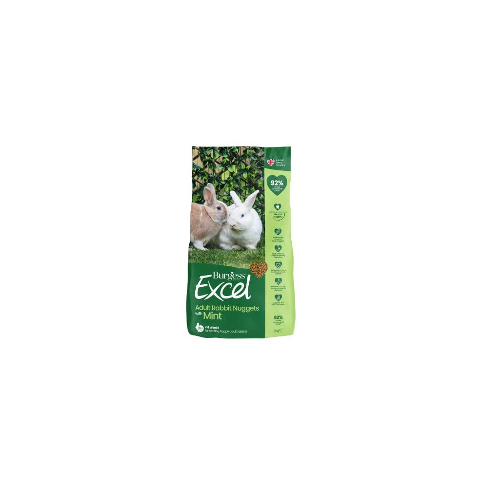 Excel Burgess Nuggets With Mint Adult Rabbit Food 3 Kg