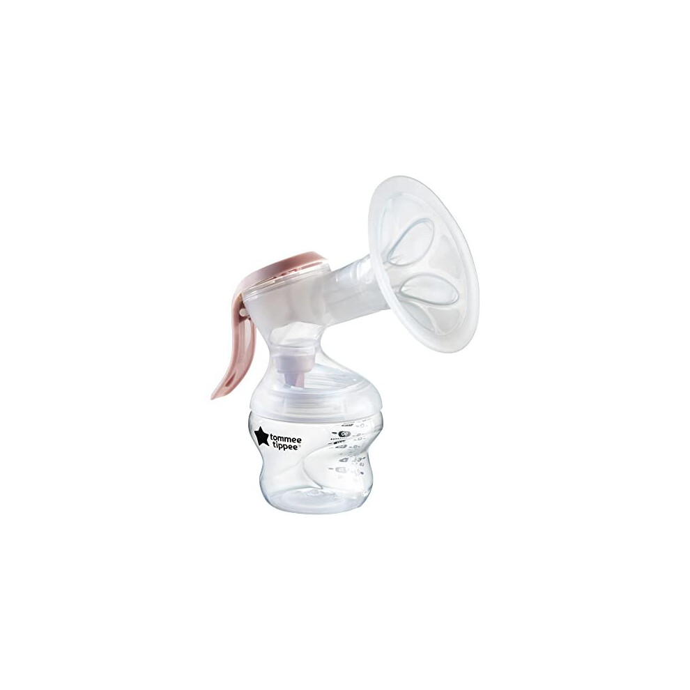 Made For Me Single Manual Breast Pump, Strong Suction, Soft Feel, Ergonomic Handle, Portable And Quiet Breastmilk Pump, Baby Bottle Tommee Tippee
