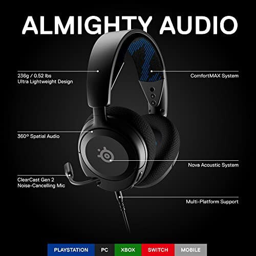 SteelSeries Cuffie con Microfono Gaming STEELSERIES Arctis Nova 1P Filo Multiplatforma Nero 1