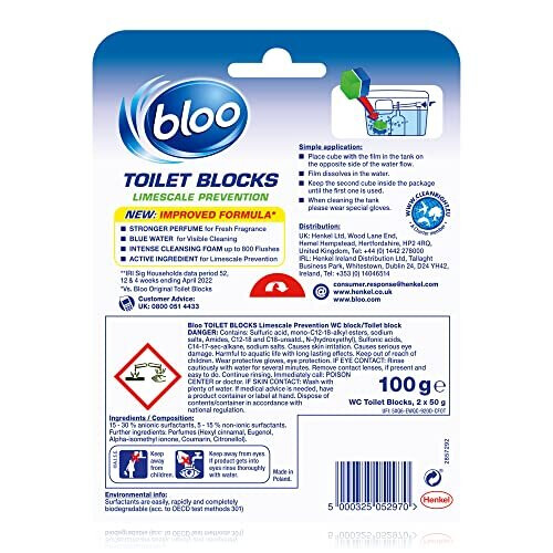 Bloo Bloo Toilet Blocks Limescale Prevention, Pack of 2 1