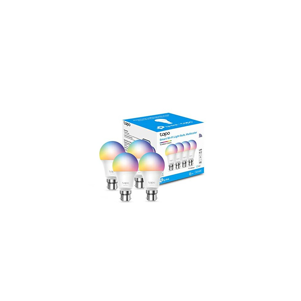 TP-Link Tapo Smart Bulb, Smart Wi-Fi LED Light, B22, 8.7W, Energy saving, Works with Amazon Alexa and Google Home, Colour-Changeable, No Hub Required