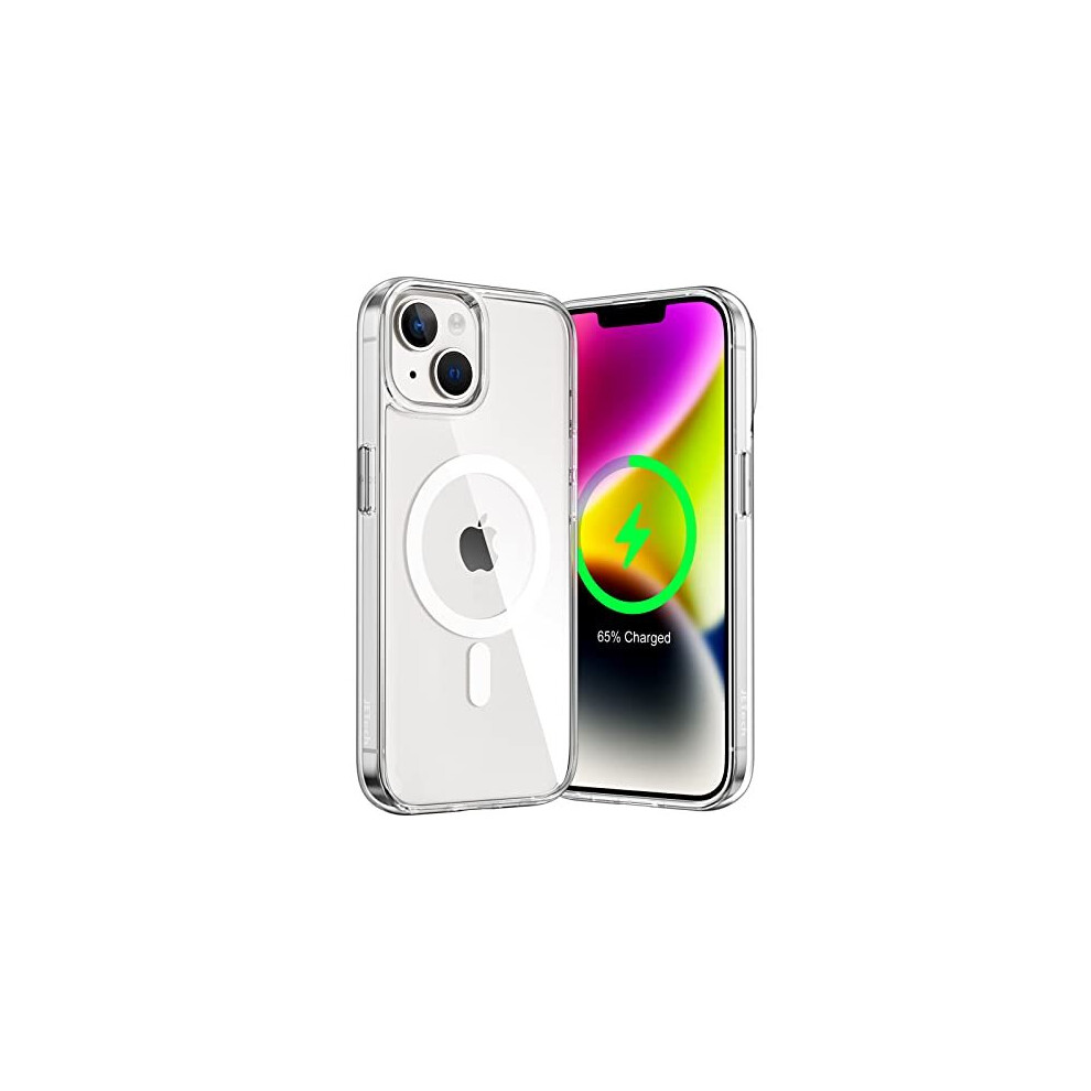 Jetech Magnetic Case For Iphone 14 6.1-Inch Compatible With Magsafe Wireless Charging, Shockproof Phone Bumper Cover, Anti-Scratch Clear Back (Clear) 6914710942694