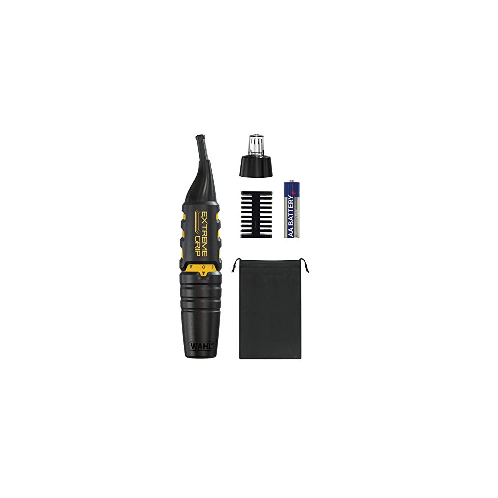 WAHL Extreme Grip Detail Trimmer, 2-in-1 Personal Trimmer, Trimmers for Nose Ear and Eyebrow, Washable Heads, Trim Sideburns and Facial Hair,